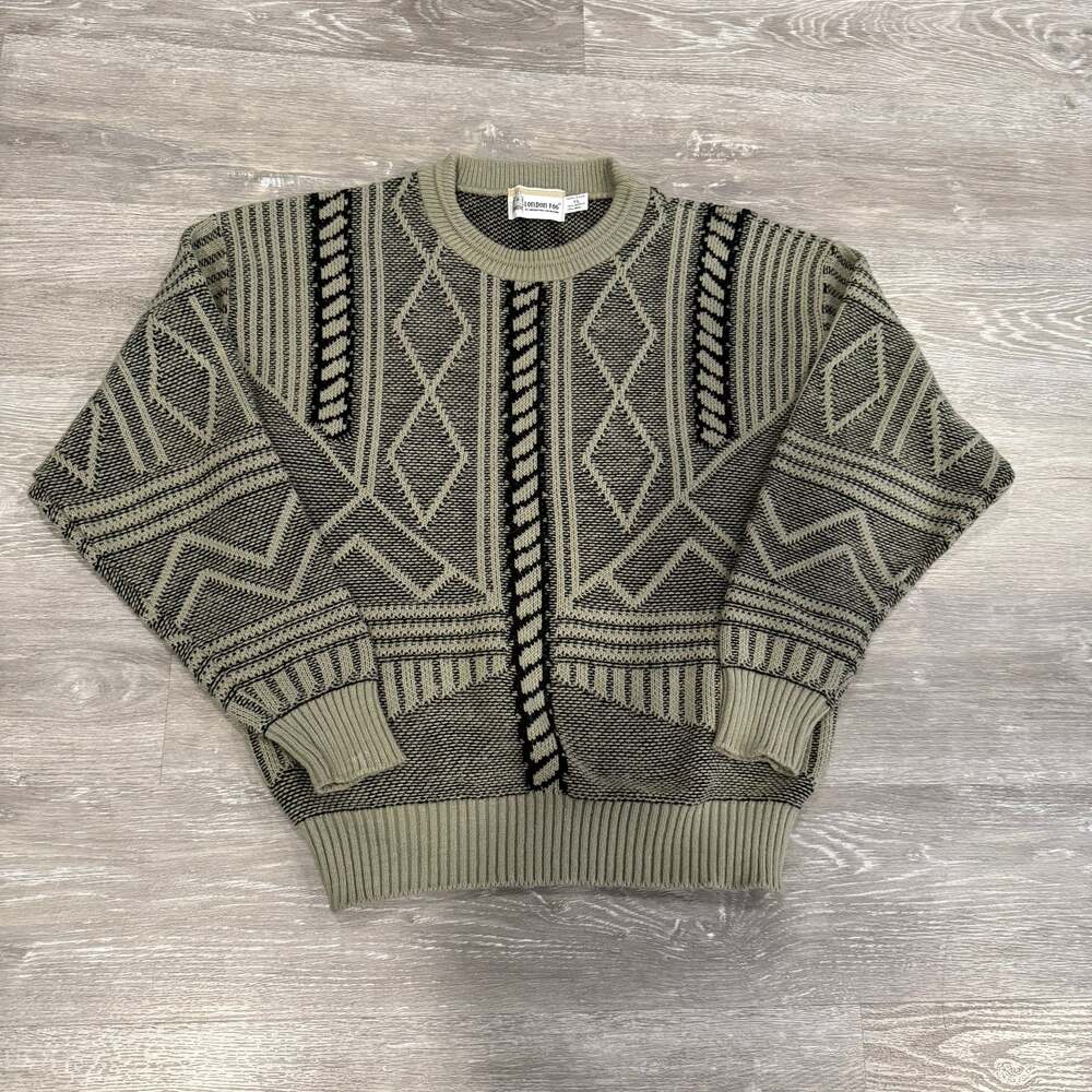 Vintage 80s London Fog Geometric Knit Crewneck Sweater, Size XL. - Picture 12 of 16